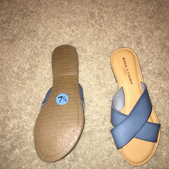 Never Worn Blue Sandals - Picture 2 of 2